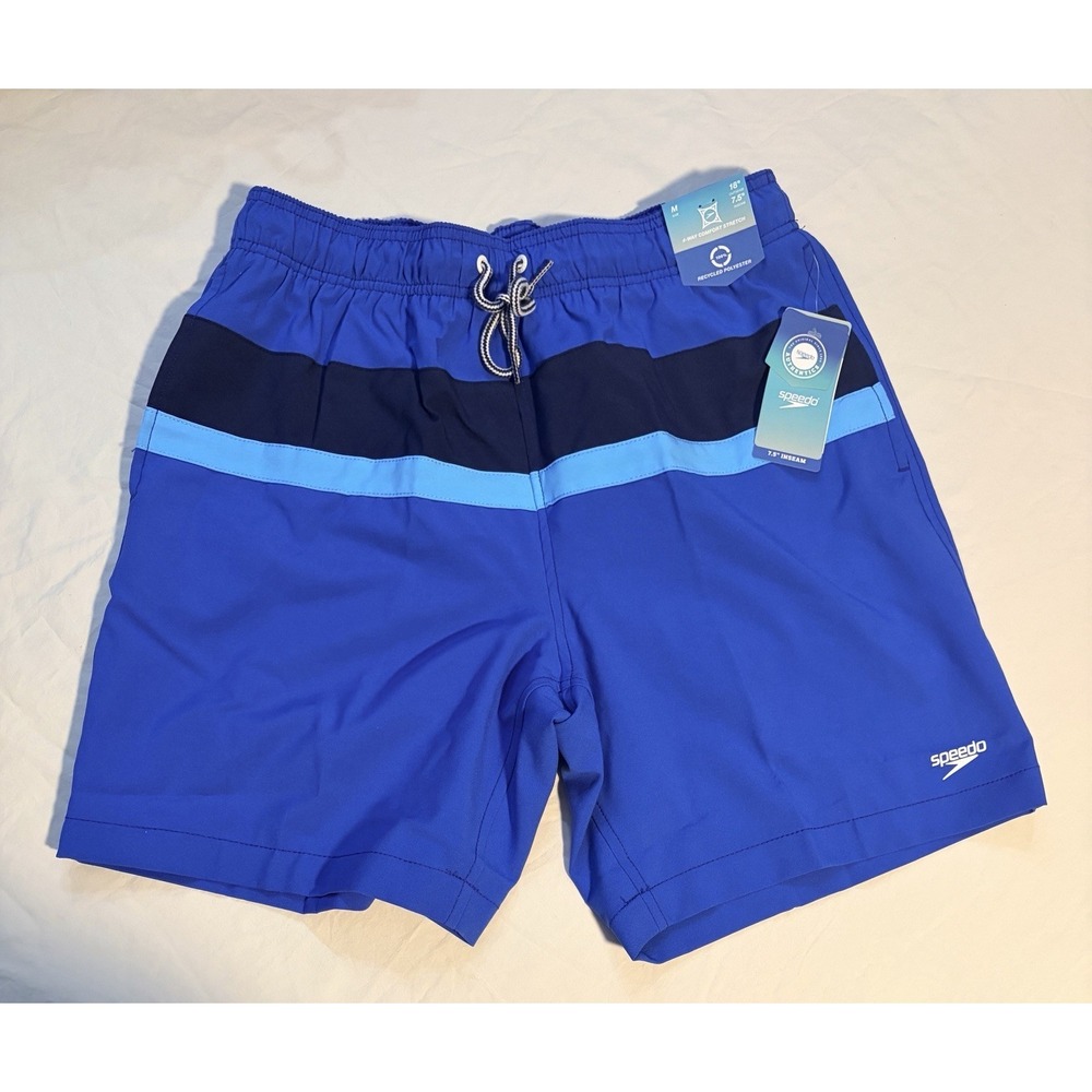 Speedo 4-Way Comfort Stretch Swim Trunks - Blue - Men's Medium